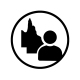 Icon of a person with a QLD symbol in the background